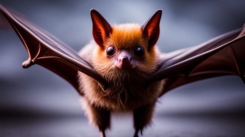 a cute bat flying in the air