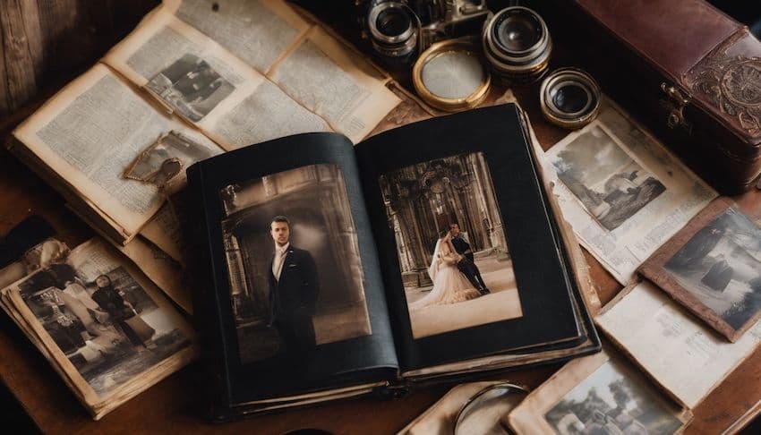 an album photo with pictures of old friends