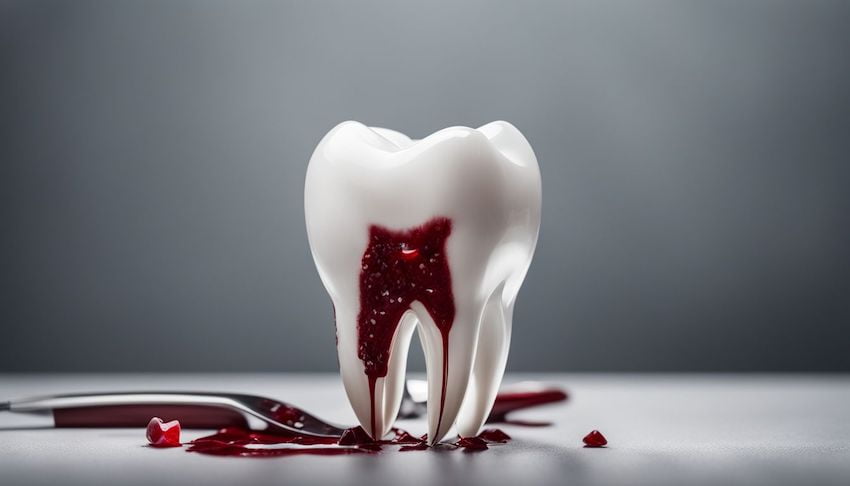 a bloody tooth that fell out
