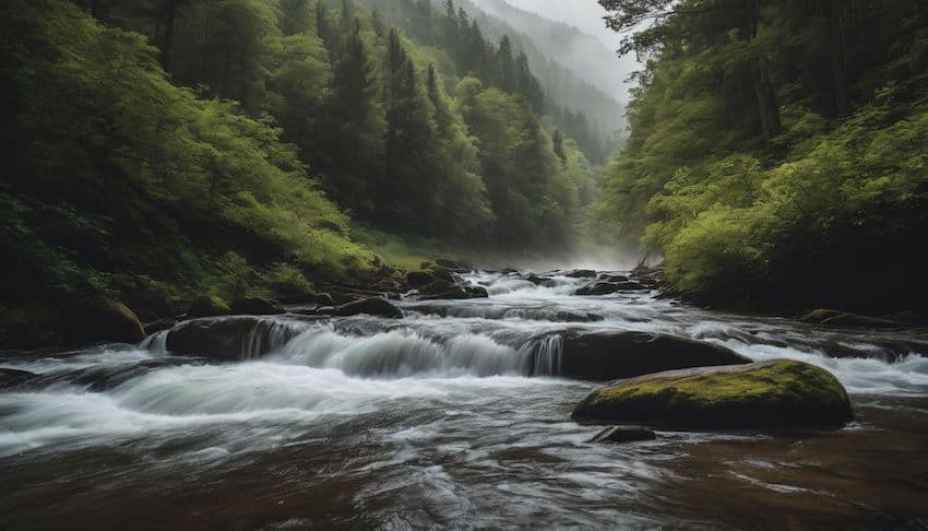 water overflowing in a dreamy river